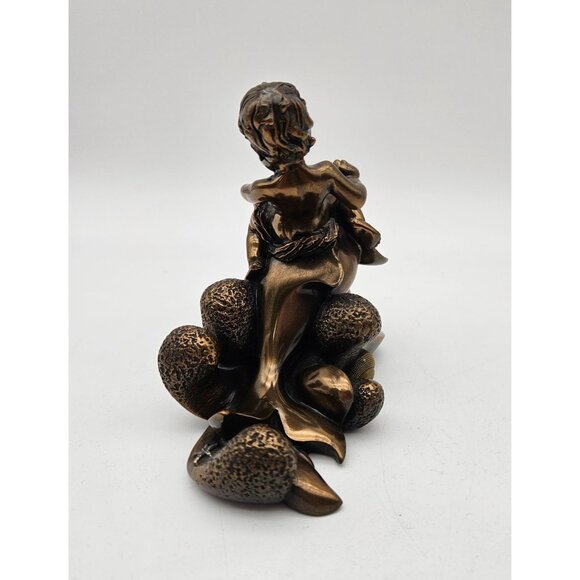 Vintage 1977 Giovanni Schoeman Cold Cast Bronze Sculpture Cherub Boy on Dolphin - Picture 3 of 10